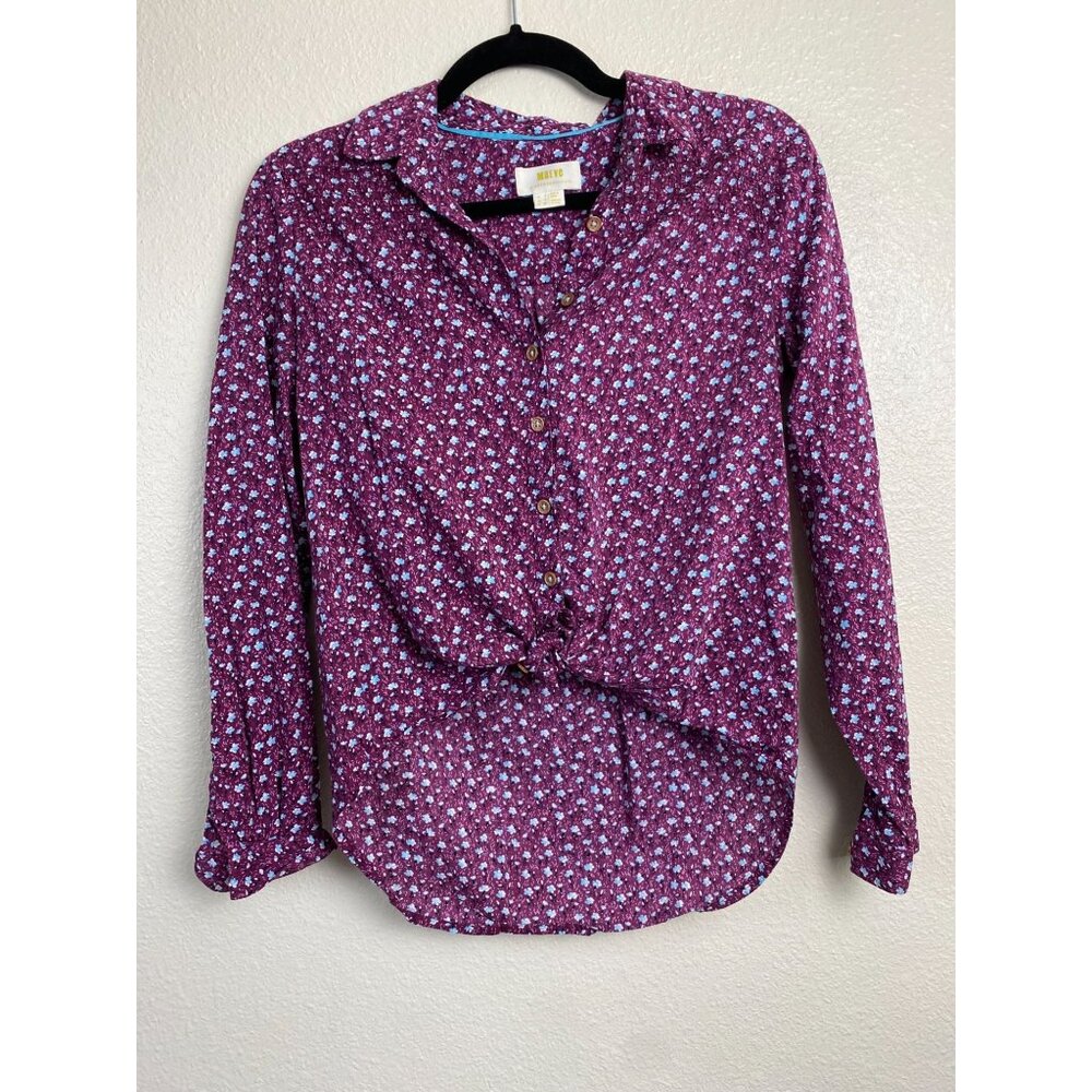 Maeve Anthropologie Womens Floral Long Sleeve Button-Up Top Size 0 Boho vacation